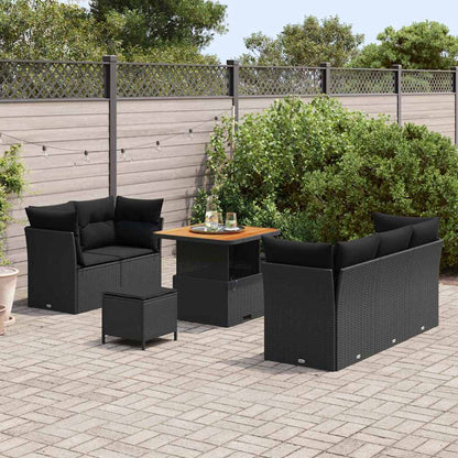 Set Divano da Giardino 8 pcs Nero polyrattan