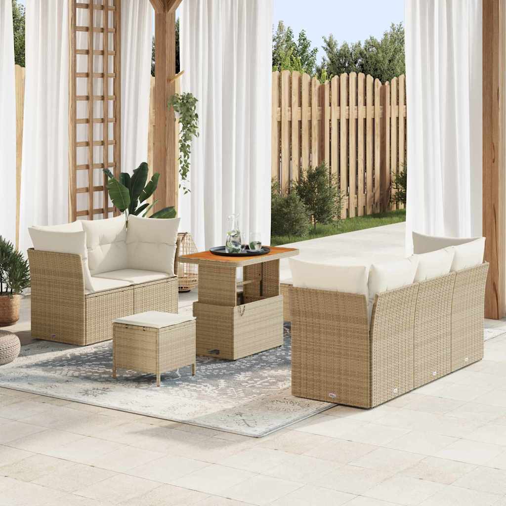 Set Divano da Giardino 8 pcs Beige polyrattan - homemem39