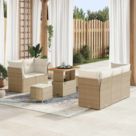 Set Divano da Giardino 8 pcs Beige polyrattan - homemem39