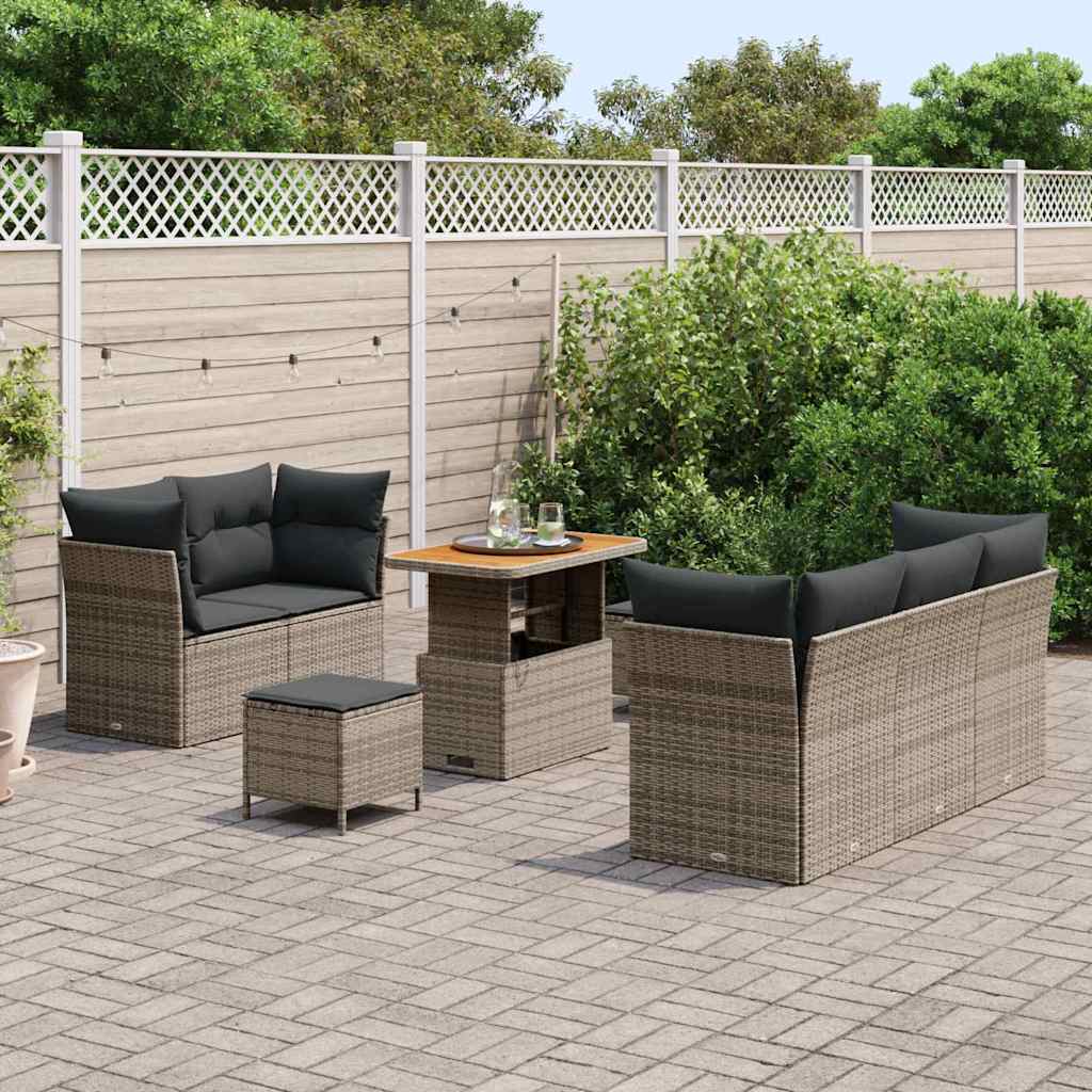 Set Divano da Giardino 8 pcs Grigio polyrattan - homemem39