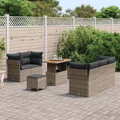 Set Divano da Giardino 8 pcs Grigio polyrattan - homemem39