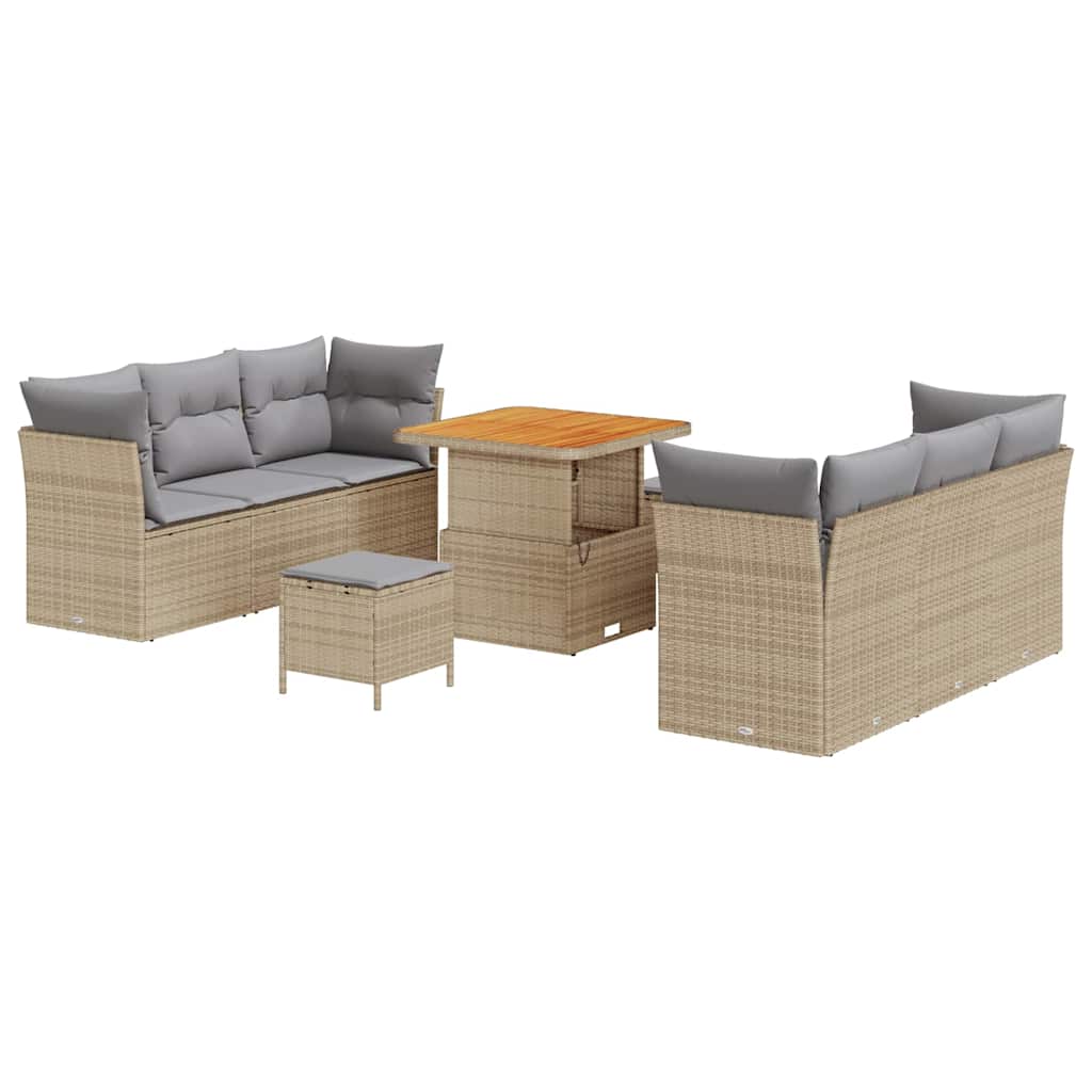 Set Divano da Giardino 9 pcs Beige polyrattan - homemem39