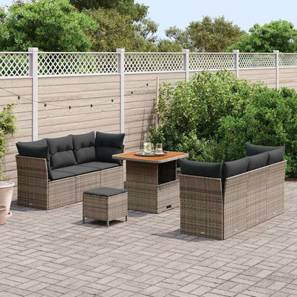 Set Divano da Giardino 9 pcs Grigio polyrattan | homemem39