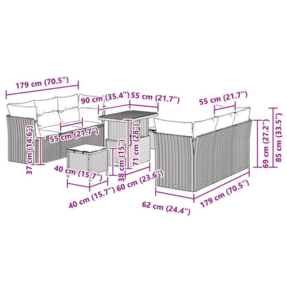 Set Divano da Giardino 9 pcs Beige polyrattan - homemem39
