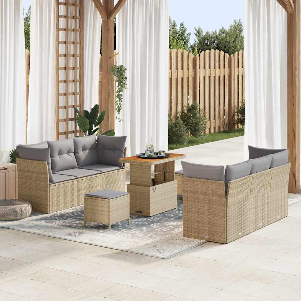 Set Divano da Giardino 9 pcs Beige polyrattan - homemem39
