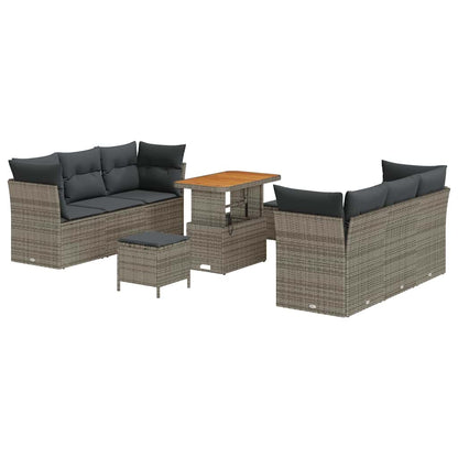 Set Divano da Giardino 9 pcs Grigio polyrattan - homemem39