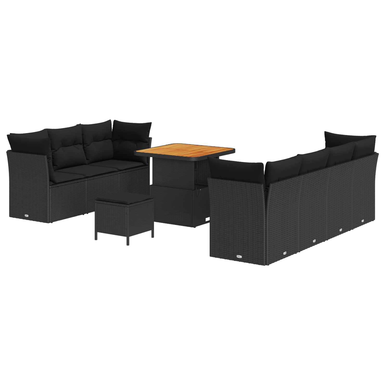 Set Divano da Giardino 10 pcs Nero polyrattan | homemem39