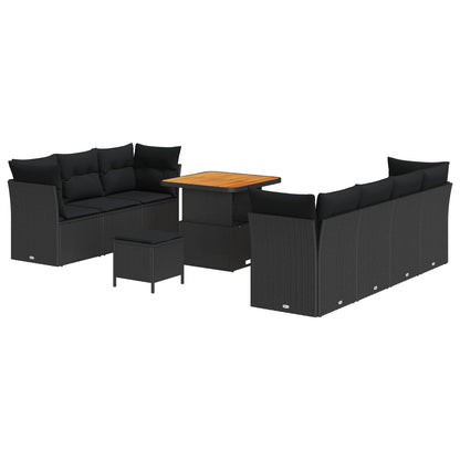 Set Divano da Giardino 10 pcs Nero polyrattan | homemem39