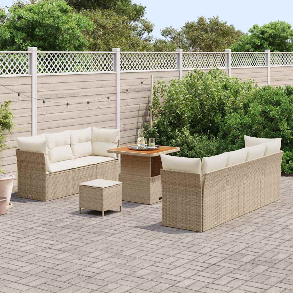 Set Divano da Giardino 10 pcs Beige polyrattan - homemem39