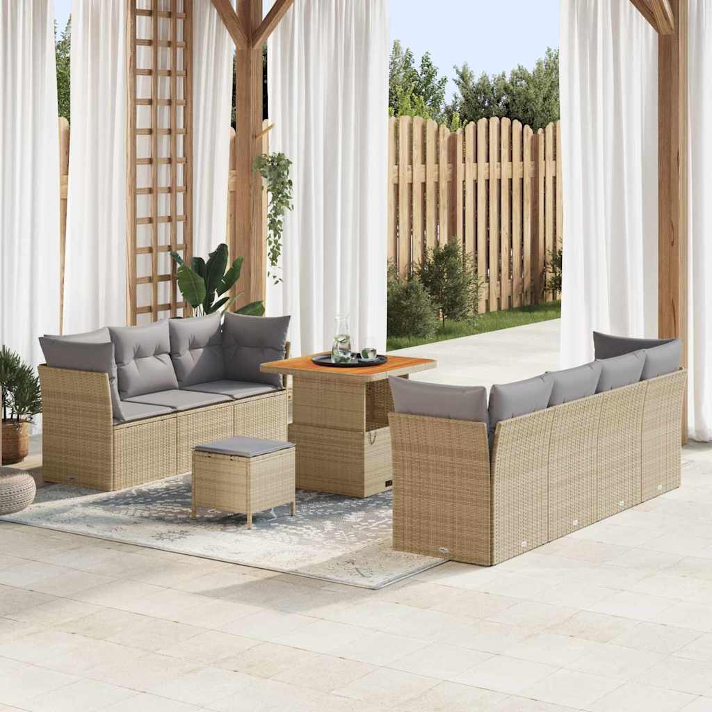 Set Divano da Giardino 10 pcs Beige polyrattan - homemem39