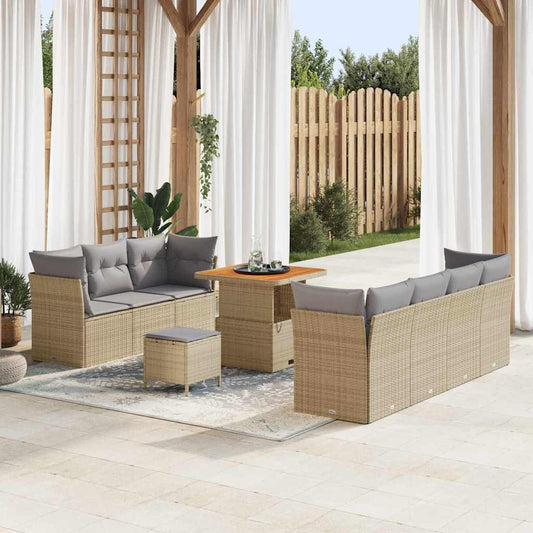 Set Divano da Giardino 10 pcs Beige polyrattan - homemem39