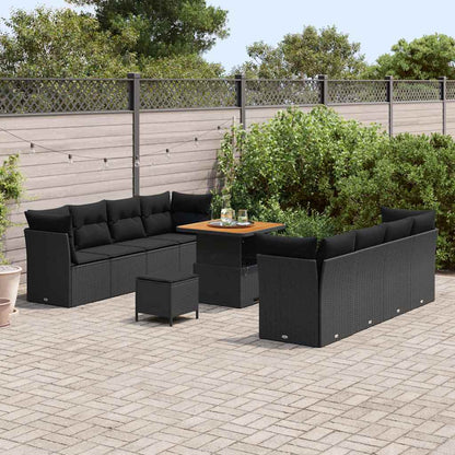 Set Divano da Giardino 11 pcs Nero polyrattan