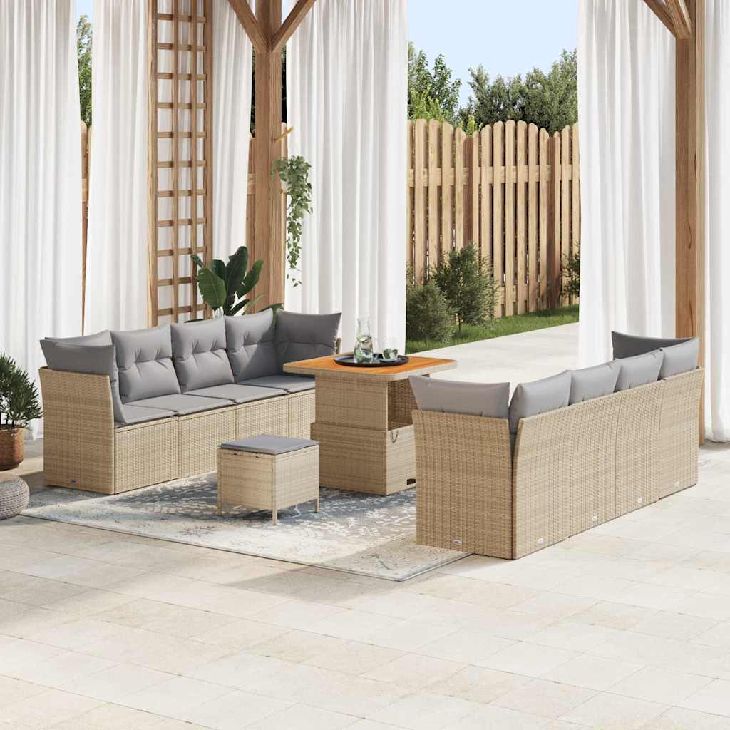 Set Divano da Giardino 11 pcs Beige polyrattan - homemem39