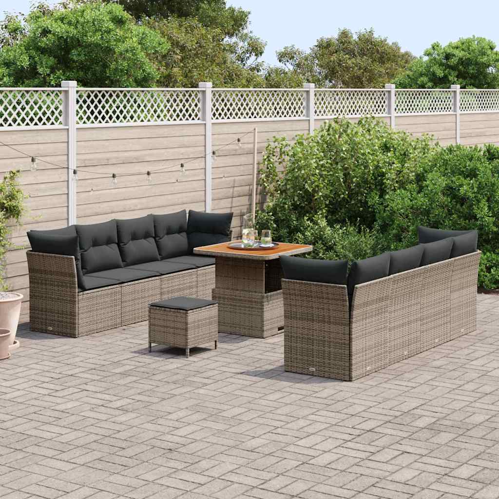 Set Divano da Giardino 11 pcs Grigio polyrattan | homemem39