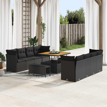 Set Divano da Giardino 11 pcs Nero polyrattan | homemem39