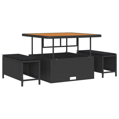 Set Divano da Giardino 11 pcs Nero polyrattan