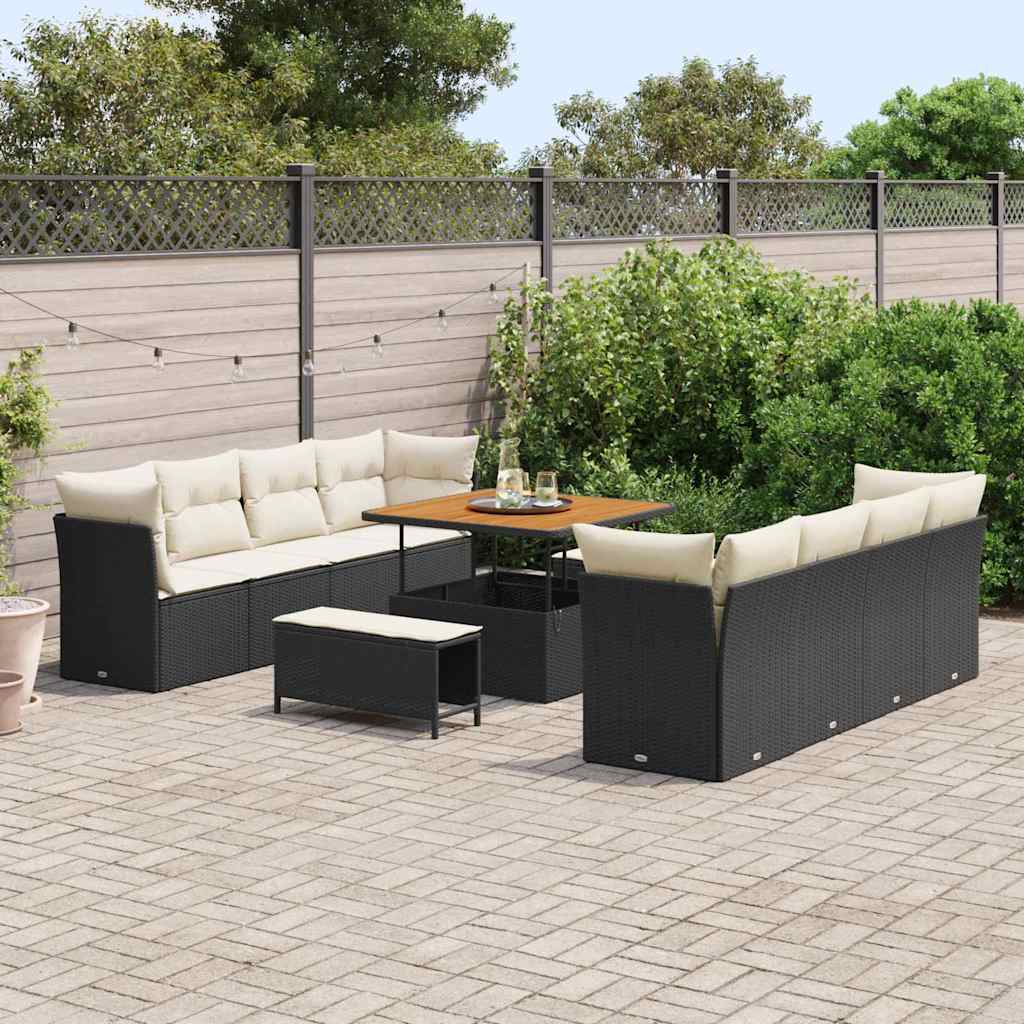Set Divano da Giardino 11 pcs Nero polyrattan - homemem39