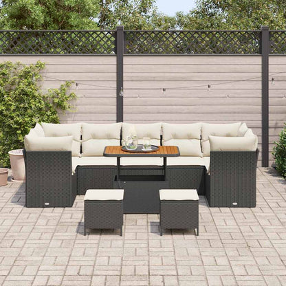 Set Divano da Giardino 10 pcs Nero polyrattan - homemem39