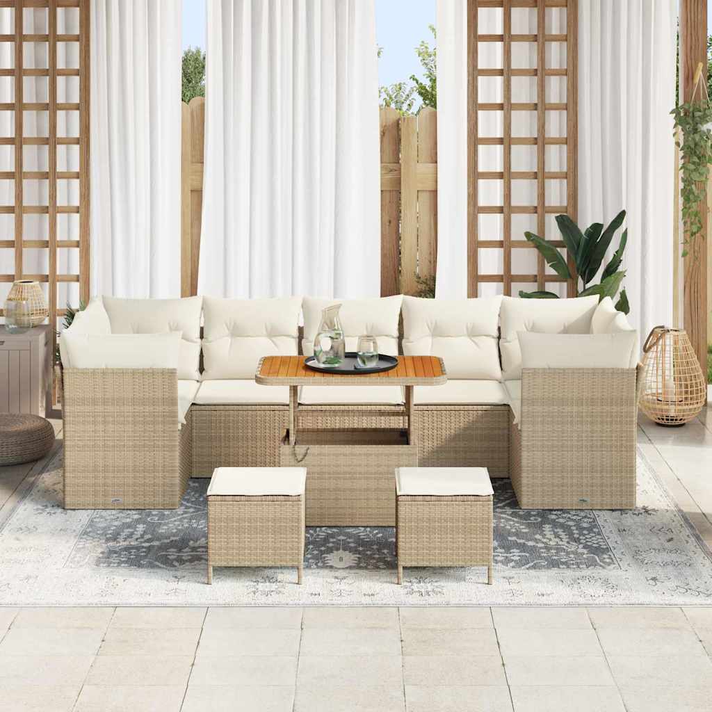 Set Divano da Giardino 10 pcs Beige polyrattan - homemem39