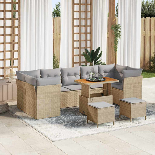 Set Divano da Giardino 10 pcs Beige polyrattan - homemem39