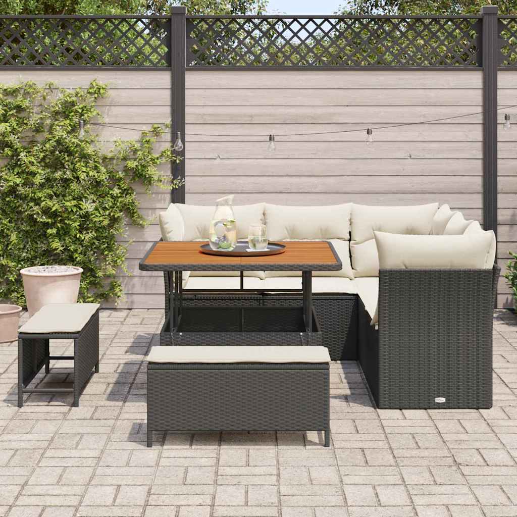 Set Divano da Giardino 8 pcs Nero polyrattan - homemem39