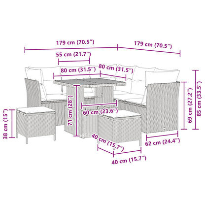 Set Divano da Giardino 8 pcs Nero polyrattan