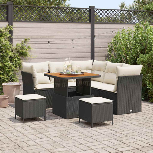Set Divano da Giardino 8 pcs Nero polyrattan - homemem39