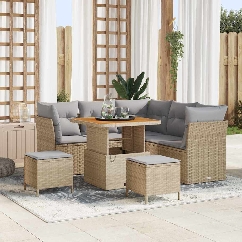 Set Divano da Giardino 8 pcs Beige polyrattan - homemem39