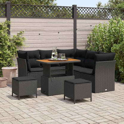 Set Divano da Giardino 8 pcs Nero polyrattan