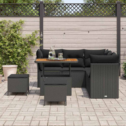 Set Divano da Giardino 8 pcs Nero polyrattan