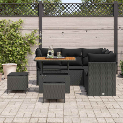 Set Divano da Giardino 8 pz Nero polyrattan | homemem39