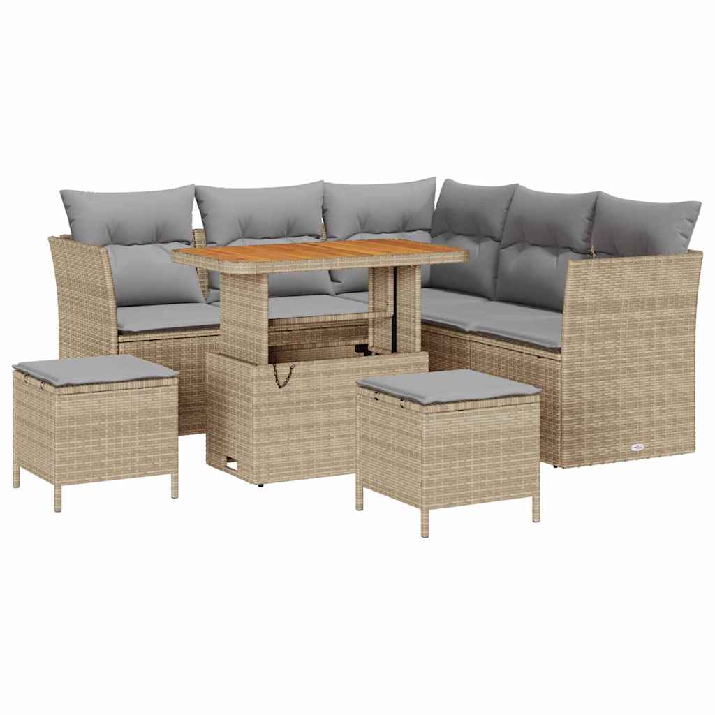 Set Divano da Giardino 8 pcs Beige polyrattan - homemem39