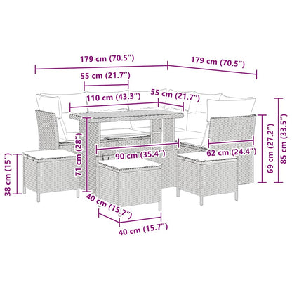 Set Divano da Giardino 9 pcs Nero polyrattan - homemem39