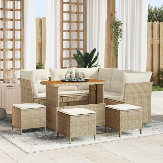 Set Divano da Giardino 9 pcs Beige polyrattan - homemem39