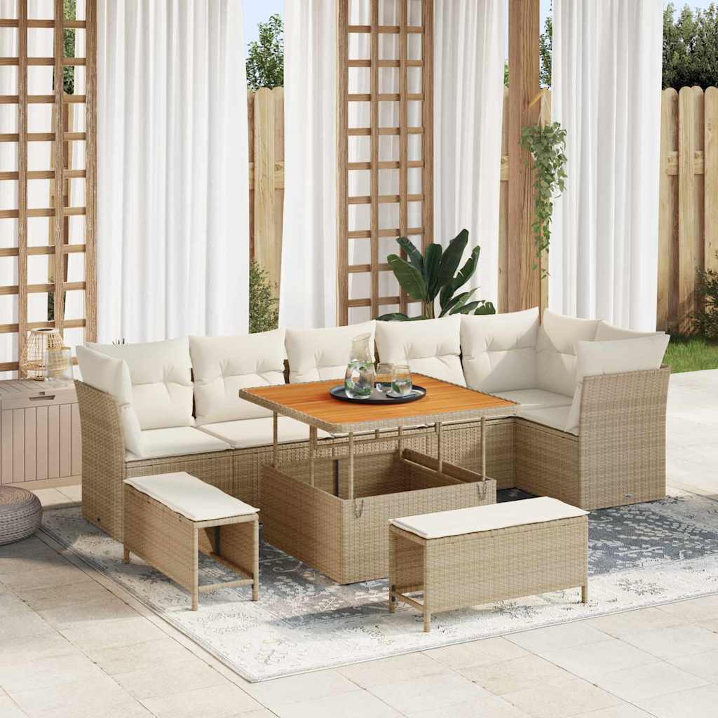 Set Divano da Giardino 9 pcs Beige polyrattan - homemem39