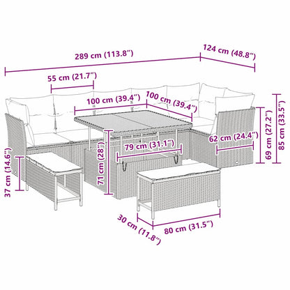 Set Divano da Giardino 9 pcs Beige polyrattan - homemem39