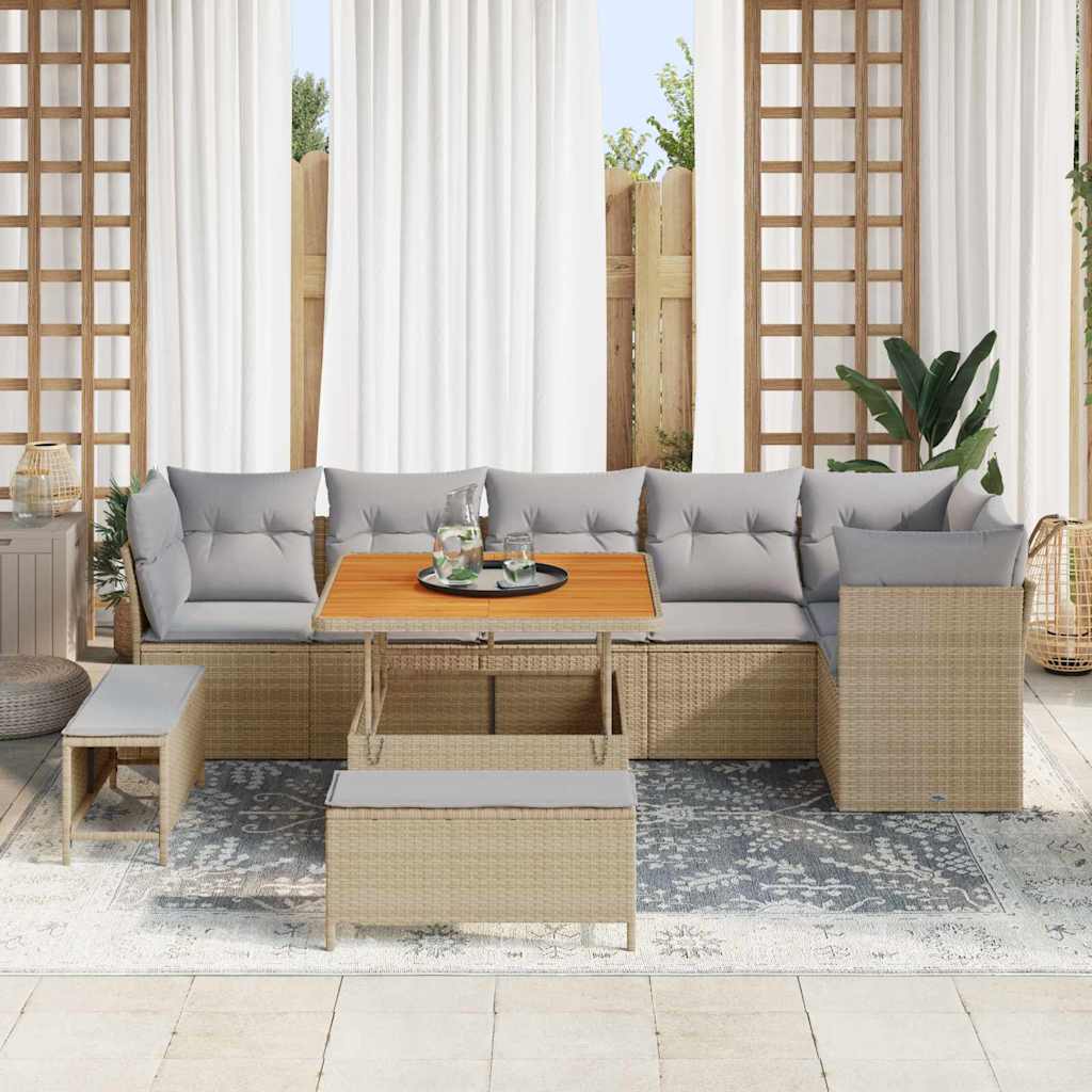 Set Divano da Giardino 9 pcs Beige polyrattan - homemem39