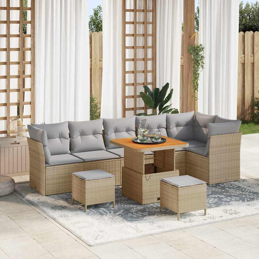 Set Divano da Giardino 9 pcs Beige polyrattan - homemem39