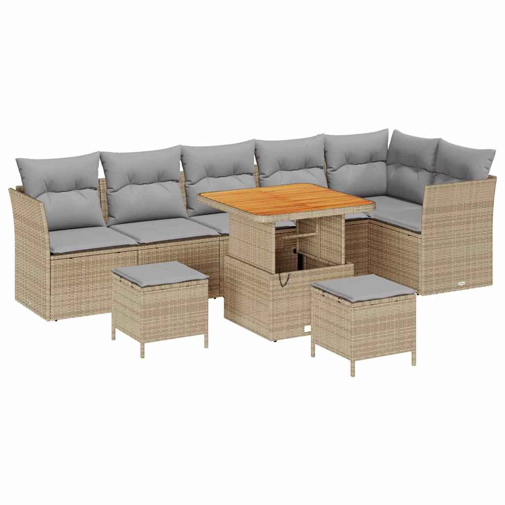 Set Divano da Giardino 9 pcs Beige polyrattan - homemem39