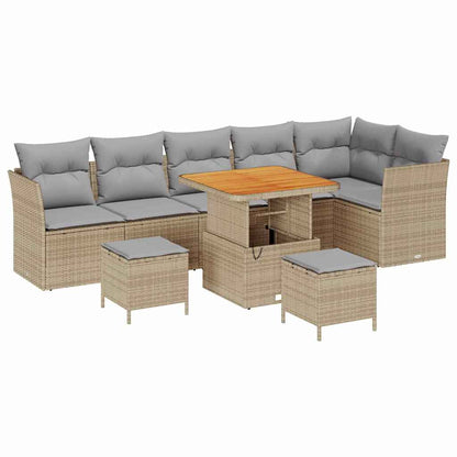 Set Divano da Giardino 9 pcs Beige polyrattan - homemem39