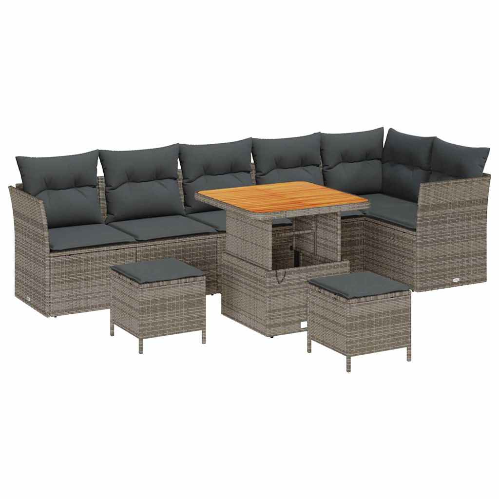 Set Divano da Giardino 9 pcs Grigio polyrattan | homemem39