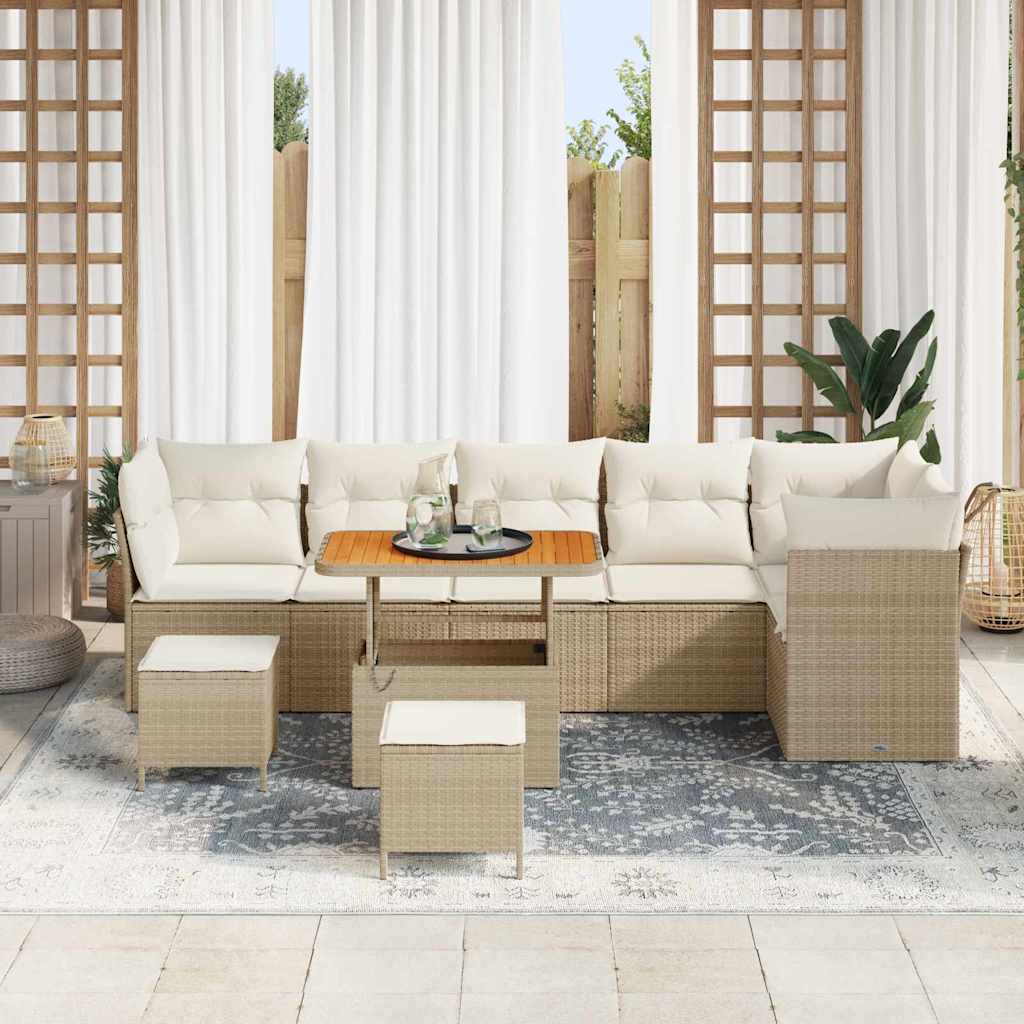 Set Divano da Giardino 9 pcs Beige polyrattan - homemem39