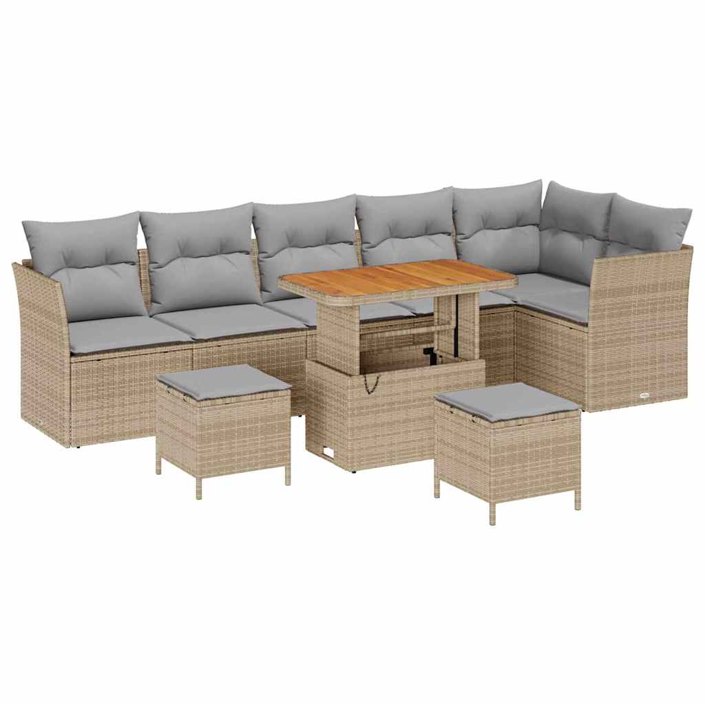 Set Divano da Giardino 9 pcs Beige polyrattan - homemem39
