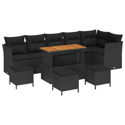 Set Divano da Giardino 10 pcs Nero polyrattan