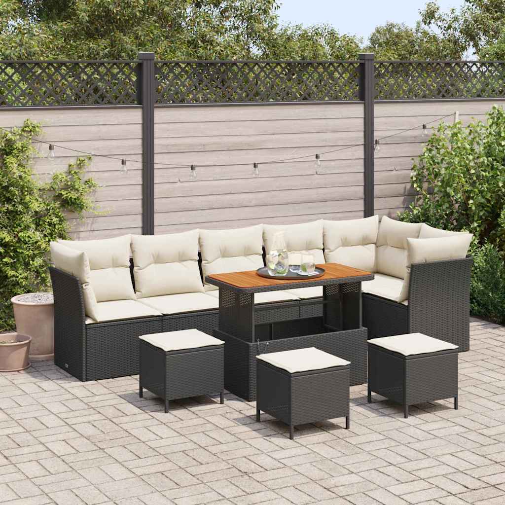 Set Divano da Giardino 10 pcs Nero polyrattan - homemem39