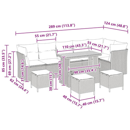 Set Divano da Giardino 10 pcs Beige polyrattan - homemem39