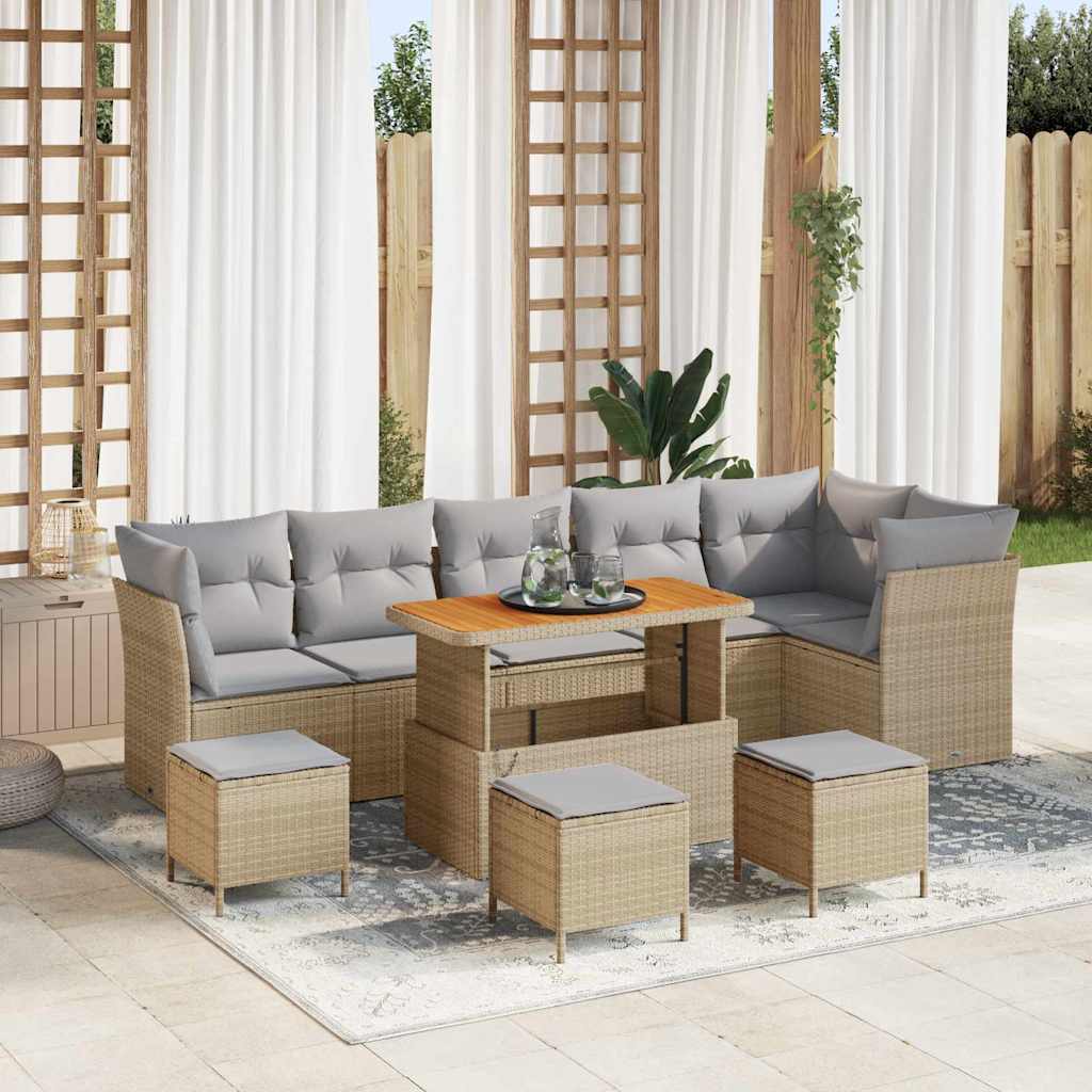 Set Divano da Giardino 10 pcs Beige polyrattan - homemem39