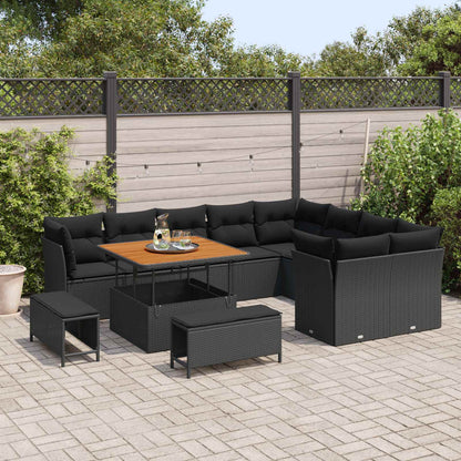 Set Divano da Giardino 12 pz Nero polyrattan | homemem39