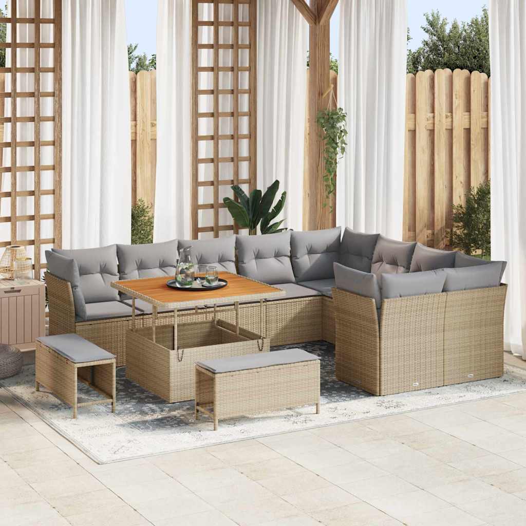 Set Divano da Giardino 12 pcs Beige polyrattan - homemem39