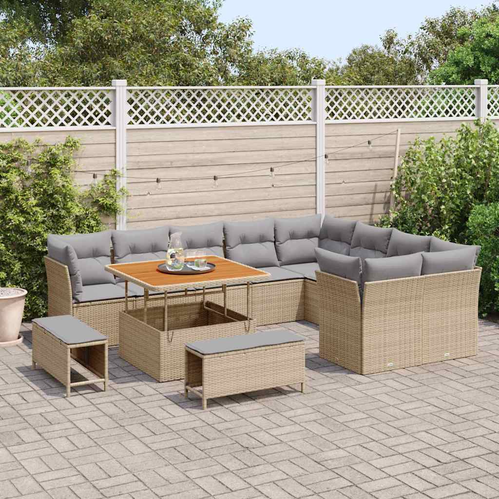 Set Divano da Giardino 12 pcs Beige polyrattan - homemem39